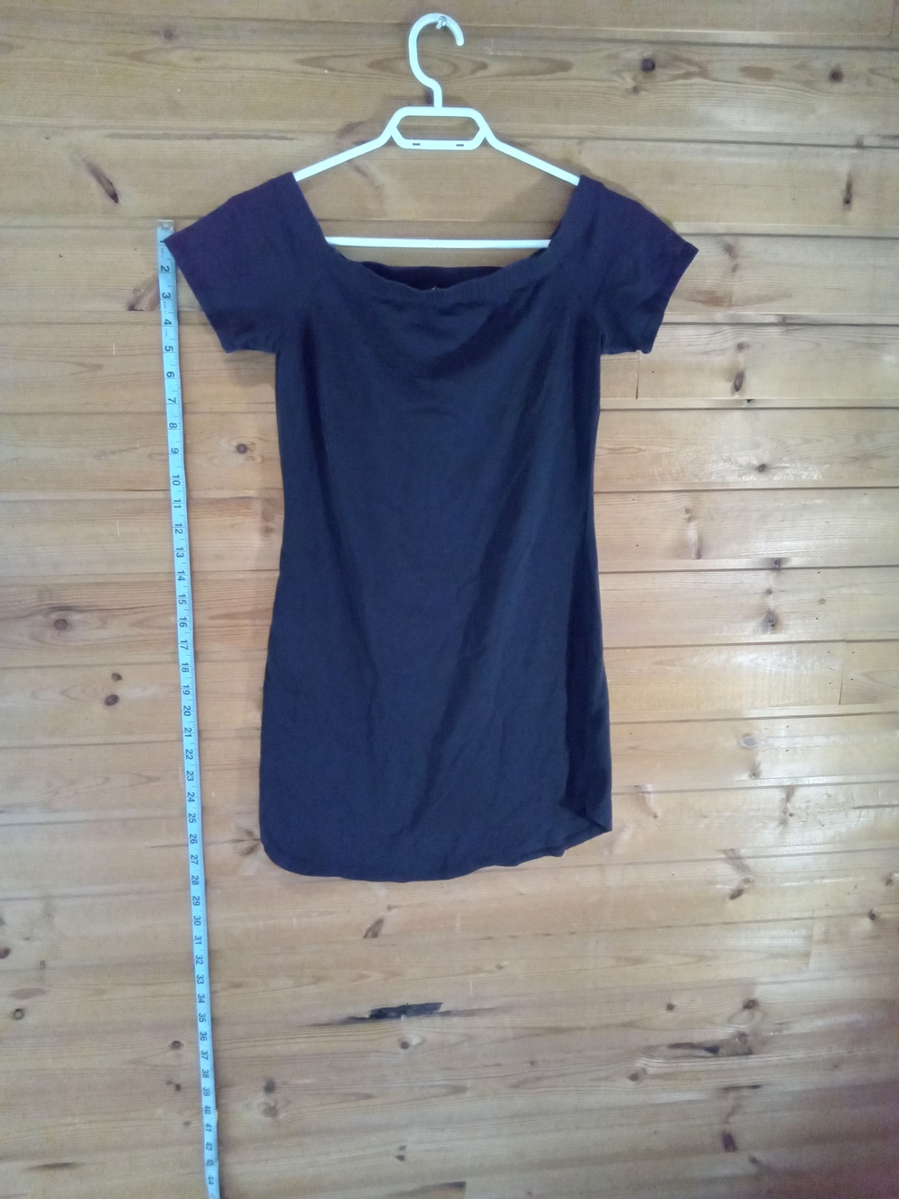 Off-Shoulder Short Sleeve Tunic Top — Dark Purple